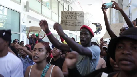 Students protest at University of Cape Town Stock Footage 302275871