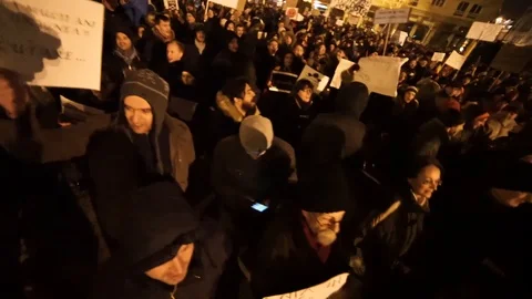 Students protesting and jumping in the city Stock Footage 90126562