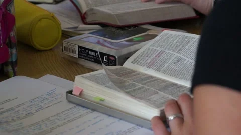 Students Reading The Bible Stock Footage 156765417