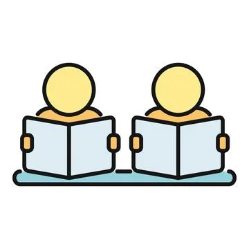 Students reading books in a classroom education concept Stock Illustration