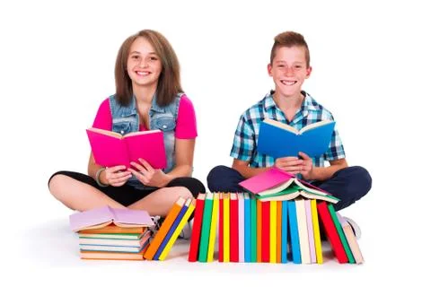 Students reading books Foto stock
