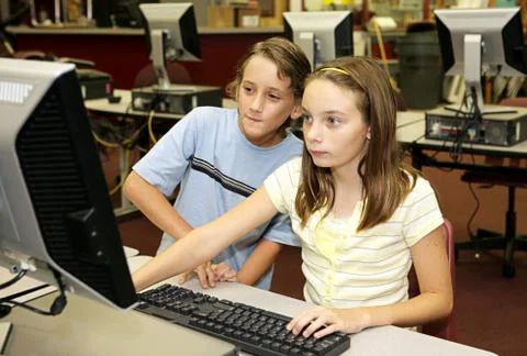 Students Research Online Stock Photos