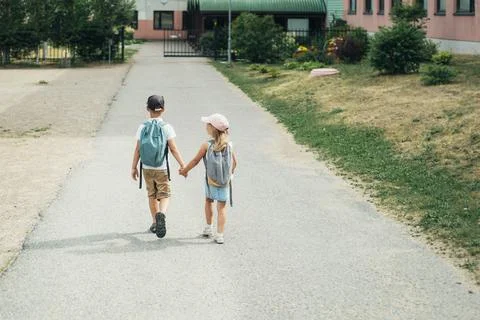 Students return to school. Stock Photos