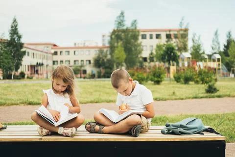 Students return to school. Stock Photos
