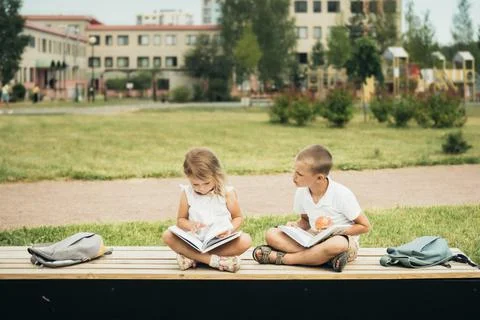 Students return to school. Stock Photos