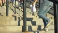 Students run upstairs, applicants rush to exam, introductory university campaign 4k or 4k+ Resolution