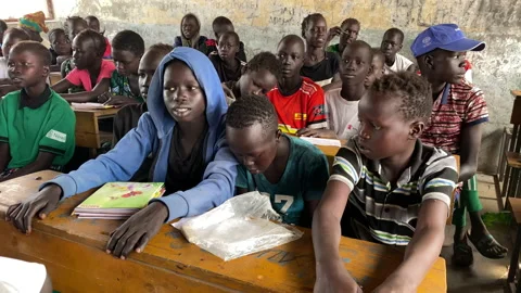 Students at a school in Africa Stock Footage 220153679
