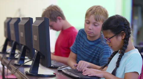 Students in school classroom using compu... | Stock Video | Pond5