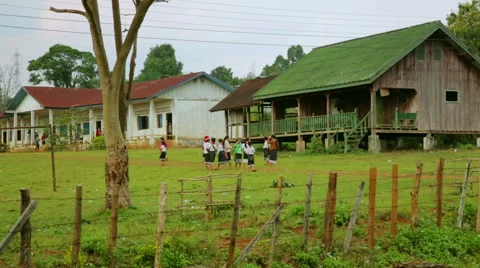 Students at School garden, laos Video stock 40432062