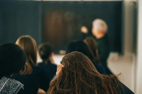 Students at school on lesson Stock Photos