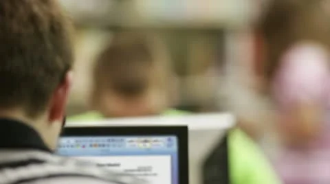 Students in school library Video stock 11511990