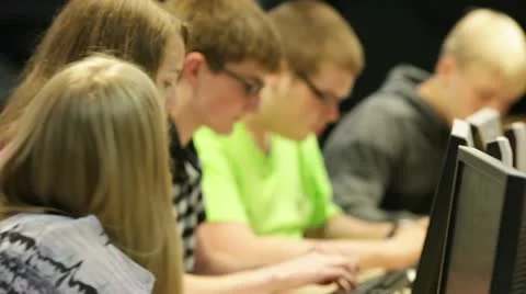 Students in school library Video stock 11512338