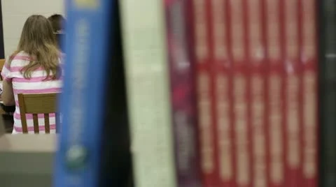 Students in school library Video stock 11590328