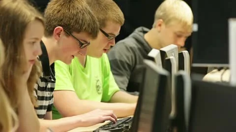 Students in school library Video stock 11592453