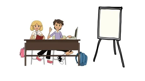 Students school  study animation 스톡 동영상 96453519