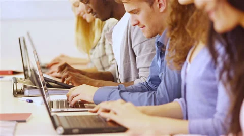 Students in school using computer Stock Footage 33467709