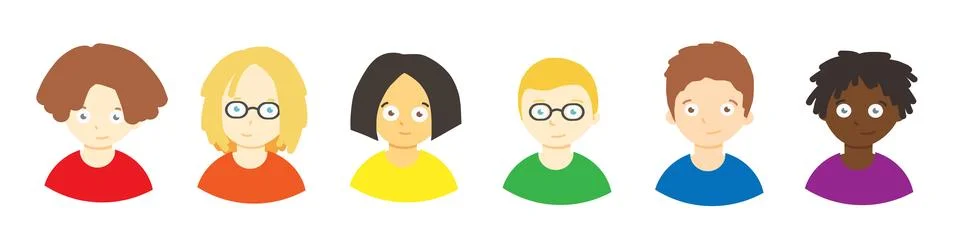 Students set icon set in cartoon flat style. Stock Illustration