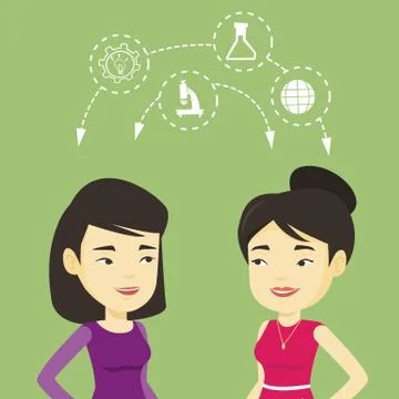 Students sharing with the ideas Stock Illustration