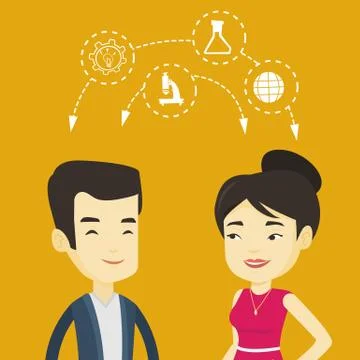 Students sharing with the ideas 库存插图