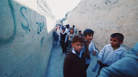 Student's shot in street. Stock Footage 116996689