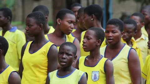 STUDENTS SINGING AT MORNING ASSEMBLY Stock Footage 60115709
