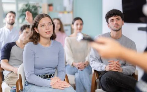 Students sit attentively in the classroom and listen to lectures Stock Photos
