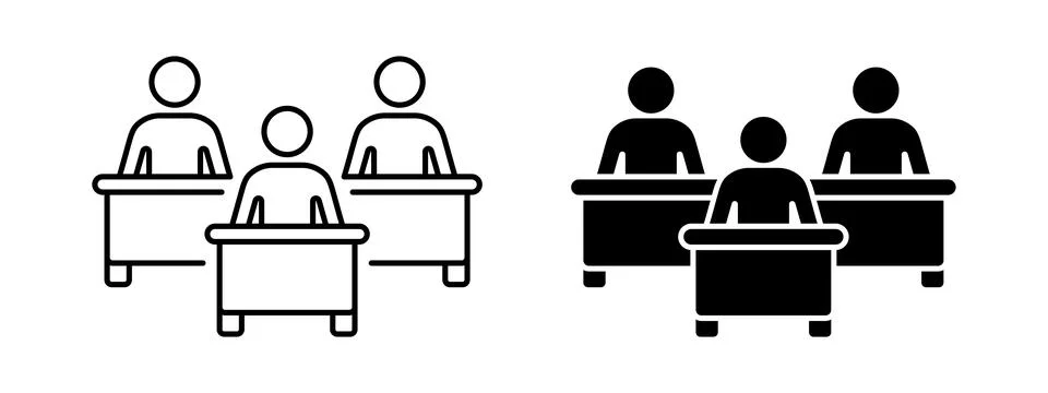 Students sitting in the classroom icon. Lecture audience vector illustratio.. Stock Illustration
