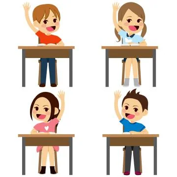 Students Sitting Desks Stock Illustration