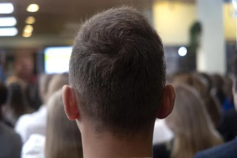Students sitting at a lecture in a classroom Stock Photos