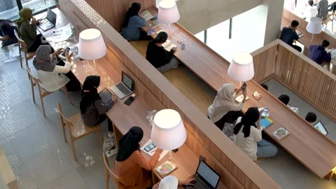 Students Sitting In The Library Video stock 202066370