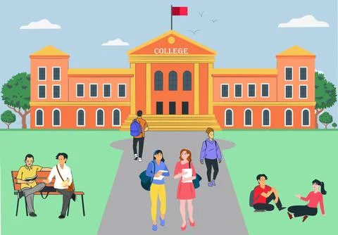 Students spending time at college. Stock Illustration