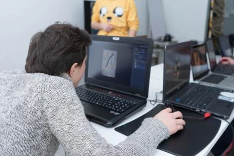 Students study in the classroom. Stock Photos