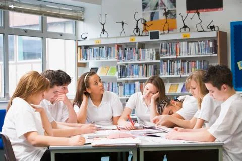 Students in a study group collaborating Stock Photos