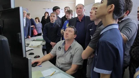 Students on a study tour of coal mining enterprise in Russia Video stock 74490582
