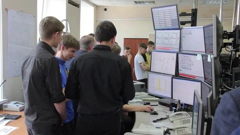 Students on a study tour of coal mining enterprise in Russia Video stock 74490596