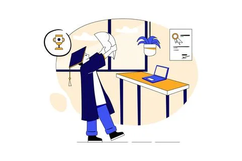 Students Studying In Online Degree Program Stock Illustration
