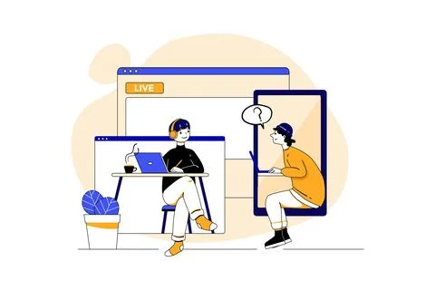 Students Studying Online Stock Illustration