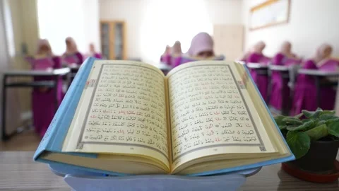 Students studying the Qur'an in a private school 스톡 동영상 241710313