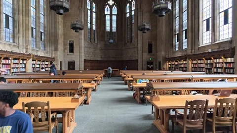 Students studying in Suzzallo Library reading room Stock Footage 339118464
