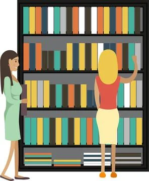 Students studying at university library vector icon isolated on white Stock Illustration