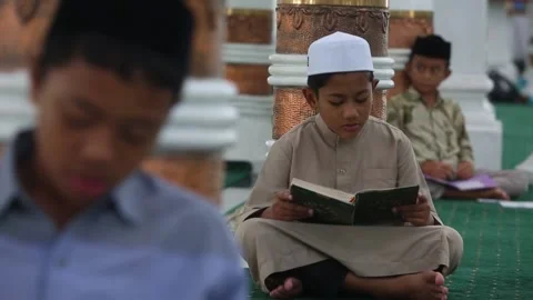 Students take part in Quran study program during Ramadan in Indonesia, INDONESIA Stock Footage 329599283