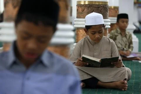 Students take part in Quran study program during Ramadan in Indonesia, Banda Ace Stock Photos