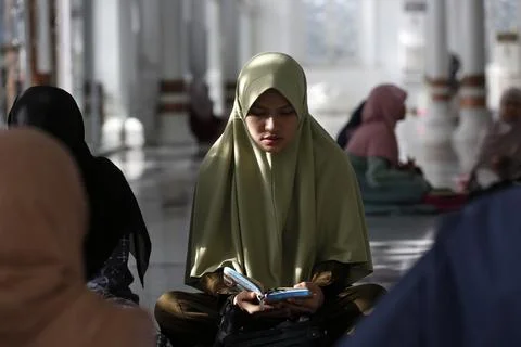 Students take part in Quran study program during Ramadan in Indonesia, Banda Ace Stock Photos