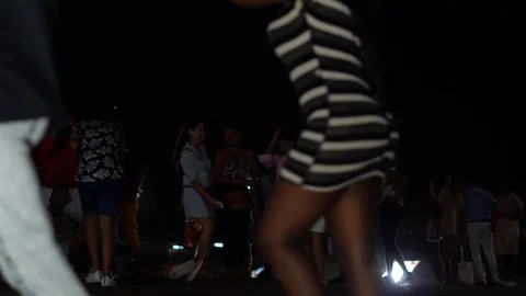 Students taking a group photo &amp; having fun at night in Barranquilla, Colombia Stock Footage 102482263