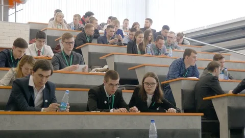 Students talk to each other before the lecture. Stock Footage 104608356