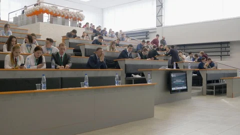 Students talk to each other before the lecture. Stock Footage 104608484