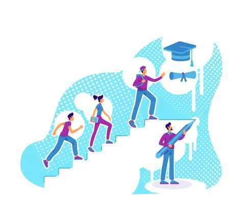 Students teaching flat concept vector illustration Stock Illustration