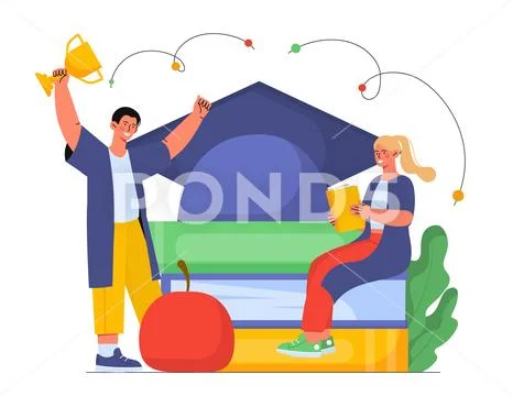 Students teaching vector concept イラスト素材