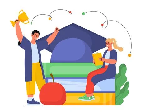 Students teaching vector concept Stockillustratie