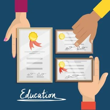 Students with their diplomas to finish of study 스톡 일러스트